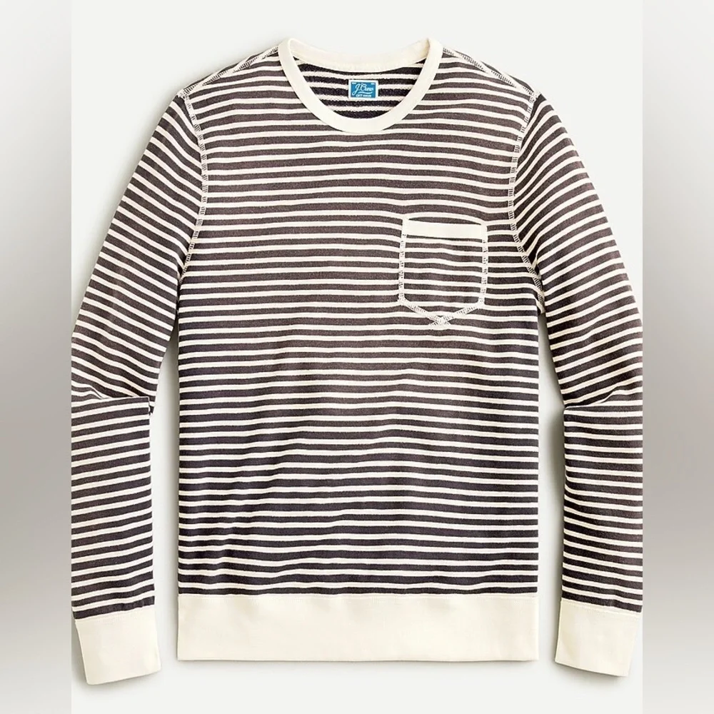 J.Crew Lightweight Sunfaded French Terry Sweatshirt in Stripe Size XL